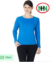 Camisetas de Manga Larga para Mujer, Tallas Grandes, Invierno, Logotipo Serigrafiado, 100% Algodón, Estampado Animal, Cuello Redondo, Antiarrugas