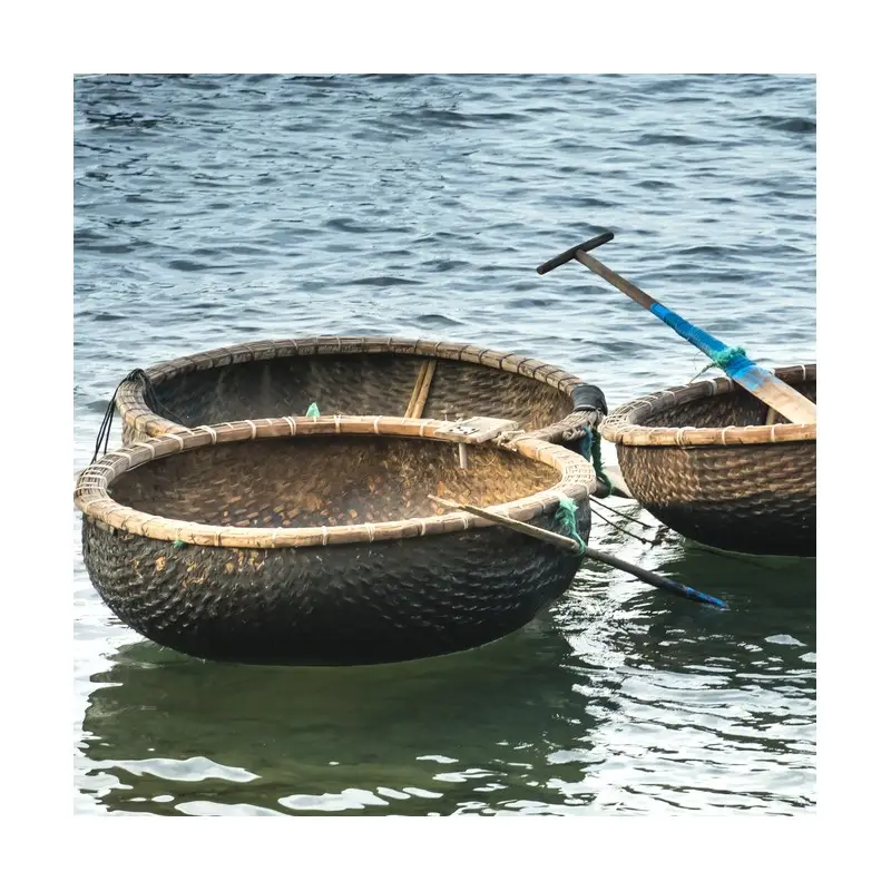 Kleine runde Resort Outdoor-Ruder aktivität traditionelle Fluss boote Bambus korb Boot hergestellt in Vietnam