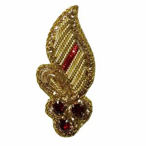 Accessoires en tissu Patch de broderie fait main Perles dorées et dabka - Product Image 6