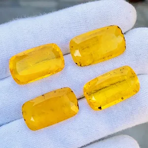Natural Yellow Sapphire Doublet Quartz Cushion Shape Cut Loose Gemstone Calibrated Size For Making Jewelry Healing Crystal