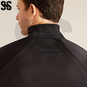 Sous-vêtement de base pour l'équitation pour homme, couleur unie noire, mélange de polyester/spandex hautement extensible, séchage rapide, anti-odeur, body shaper équestre - Product Image 6