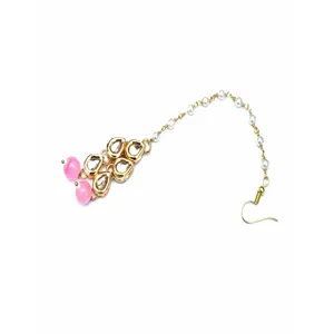 Ensemble de collier long Kundan avec placage or 18 carats, style vintage rose pour mariages - Bijoux fins de mariée - Product Image 5