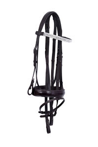 Bride de cheval en cuir noir de qualité supérieure avec équipement d'équitation de style occidental en strass à trois rangées pour une utilisation équestre - Product Image 5