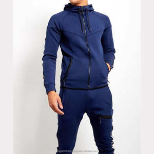 Ensemble jogging personnalisé pour hommes avec logo, survêtement 2 pièces, sweats à capuche brodés, survêtement zippé pour hommes, vente en gros - Product Image 4
