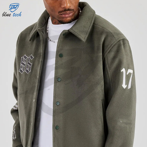 High Quality Custom Printed Embroidery Logo Varsity <b>Jacket</b> Canvas Stand Cow Skin Streetwear Winter Fashion Wholesale OEM Service - Product Image 6