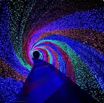 Personalizzazione 3D struttura in metallo strada nuovo Design tempo Tunnel Led luce motivo arco decorazione natale luce all'aperto spettacolo di luci