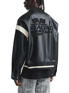 2024 New OEM Custom Logo High Quality Faux PU Leather Men <b>Jackets</b> - Product Image 4