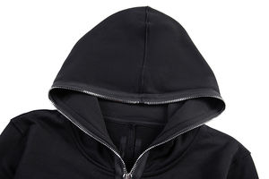 Nouveau Style personnalisé de haute qualité noir 100% coton fermeture éclair intégrale sweats à capuche pour hommes coupe ajustée taille confortable matériel Streetwear - Product Image 4