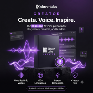 Generador de Voz con IA ElevenLabs Creator, Clonación de Voz Ultrarealista, Agentes de IA con más de 70 Idiomas, Compatible con <span class=keywords><strong>Mac</strong></span> <span class=keywords><strong>OS</strong></span>, 1 Año de Uso Gratuito - Product Image 1