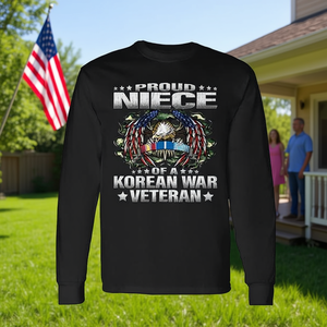 T-shirt à manches longues pour nièce fière, chemise promotionnelle pour famille de vétérans de la guerre de Corée - Product Image 3