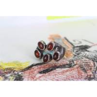 Pendentif multi-pierres en argent sterling 925 avec agate rouge sertie clos, design bohème contemporain, fait main, pièce d'exception unisexe