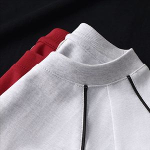 Camiseta de verano de gran tamaño con hombros a rayas de colores contrastantes suelta y hecha de algodón puro con mangas unisex para hombres - Product Image 4