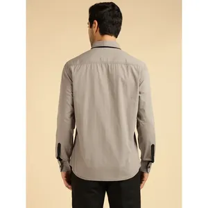 Amanush <b>Men's</b> Grey Cotton Formal <b>Shirt</b> Full Sleeve Turn-Down <b>Collar</b> Smart Casual Anti-Wrinkle Poplin Fabric Summer <b>Mens</b> <b>Shirts</b> - Product Image 4
