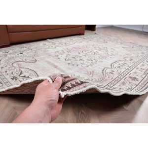 Tapis vintage, grand tapis turc de 6,1 x 9,2 pieds, tapis en laine Ikat gris brun - Product Image 3