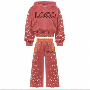 ชุดวอร์มแบบมีฮู้ดติดซิปสำหรับวิ่งชุดออกกำลังกายแบบมีฮู้ดติดพลอยเทียมโลโก้ออกแบบได้ตามต้องการเซ็ตกางเกอร์ใส่ได้ทั้งผู้หญิงและผู้ชาย - Product Image 3