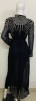 Robe de soirée élégante et tendance en georgette à manches longues, longueur cheville, ouverte sur le devant, Abaya Kaftan pour femmes, mode musulmane, ornée à la main
