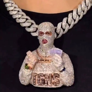 จี้เพชรโมอิสซาไนต์แบบฝังเพชรสำหรับผู้หญิง รุ่น Tishya  ทำจากเงินแท้ 925 ชุบทองคำขาวและทองคำ  สไตล์ฮิปฮอป - Product Image 1