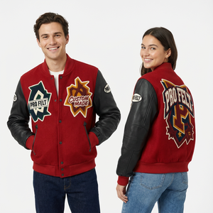 Veste universitaire personnalisée en feutre Pro, manches en cuir et laine, patchs brodés, veste de baseball unisexe pour hommes - Product Image 3