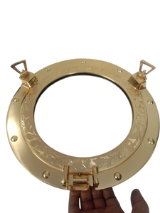 Espejo de pared de ojo de buey de latón de estilo náutico, ventana de barco marítimo, decoración interior para el hogar, acabado de latón - Product Image 3