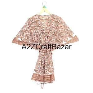 Caftán corto de algodón con estampado floral indio, estilo modesto para mamás, ideal como ropa de playa, ropa de dormir, caftán para bikini, regalo para ella. - Product Image 5