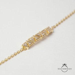Silverings High Society - Pulsera de Plata de Ley 925 con Cadena Fina de Oro y Zirconia - Product Image 5