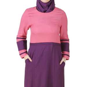 Abaya Noreen Modeste en Rayonne Rose et Violet, Taille Naturelle, Design Respirant - Product Image 6