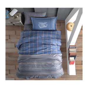Ensemble de housse de couette simple chic Genç Ranforce Campus V2 bleu literie chic et élégante - Product Image 1