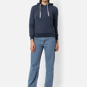 Sudadera con capucha de lana de algodón 100% de peso pesado para mujer, estampado personalizado, ropa informal de invierno de longitud larga, cuello con capucha, logotipo frontal - Product Image 5