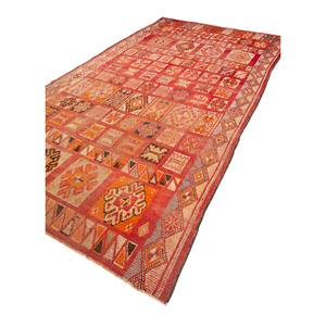 Alfombras de Lana Clásicas Nayaab de Gran Tamaño, Tejido Plano Rojo Naranja, Diseño Rectangular de 9x12 con Parches para el Hogar y la Entrada - Product Image 2