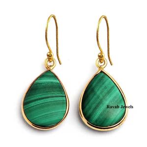 925 Sterling Silver <b>Fine</b> <b>Hoop</b> <b>Earrings</b> 12*16mm Gold Plated Natural Chrysoprase Gemstone Elegant Designer Bezel Classy Cute Style - Product Image 5