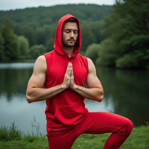 เสื้อแขนกุดมีฮู้ดสำหรับผู้ชายชุดออกกำลังกายฟิตเนสพิมพ์ลายมีฮู้ดสำหรับผู้ชาย - Product Image 6