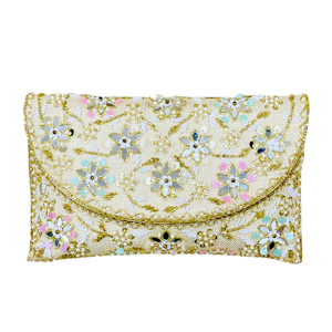 กระเป๋าคลัทช์ปักลายลูกปัดหินคริสตัลแฮนด์เมดกระเป๋าถือหรูหราสำหรับโอกาสพิเศษสำหรับตอนเย็น - Product Image 1