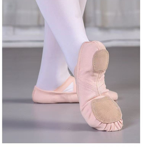 Zapatos de gimnasia rítmica de punto de nuevo diseño para niños y adultos, plantilla de cuero de Color de piel suave plana, zapatos de baile personalizados - Product Image 3