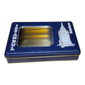 Boîte-cadeau rectangulaire en étain imprimée sur mesure 170x260x40 mm, qualité alimentaire avec fenêtre, marque Kontensan, origine Turquie - Product Image 2