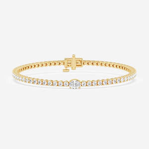 Pulsera de Moissanita con Corte Ovalado, Pulseras y Brazaletes de Diamantes en Oro de 18k - Product Image 2