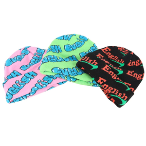 Lujo de alta calidad al por mayor de diseño personalizado logotipo en todo Jacquard invierno señoras Beanie deporte de punto puños Beanie Hat - Product Image 5