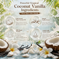 GATASE Shampooing Lotion Premium Bio Coco Vanille Anti-Frisottis Sans Silicone Éclaircissant Hydratant Lissant Quotidien pour Cheveux Abîmés