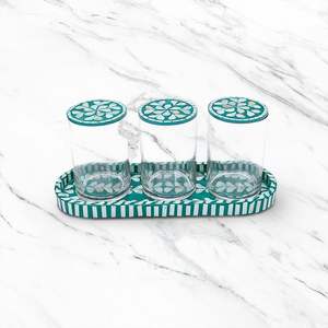 Magnifiques plateaux de service rectangulaires en nacre incrustée avec couvercle en acrylique, plateau de service pour pâtisserie florale au chocolat pour le Ramadan - Product Image 2