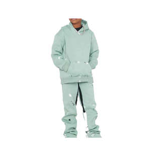 Conjunto de Sudadera con capucha de otoño para niños, chándal de dos piezas de algodón personalizado, diseñador de alta calidad para niñas, Jogger polar bordado transpirable - Product Image 3