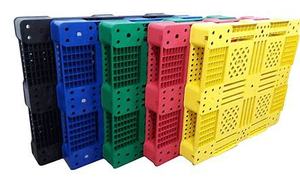 ถาดพาเลทพลาสติก HDPE ทนทานทนทานแบบยูโรชั้นวางสีสันสดใสแบบรีไซเคิลได้สำหรับการจัดเก็บคลังสินค้าทางอุตสาหกรรมแบบหน้าเดียว - Product Image 3