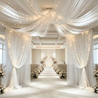Voilage de plafond élégant en mousseline rose, rideau transparent pour réception de mariage et décoration de salle événementielle – Vente en gros