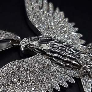 จี้รูปนกอินทรีประดับเพชรโมอิสซาไนต์เงินแท้ชุบแพลตตินัม ดีไซน์สามมิติเต็มรูปแบบ สไตล์ฮิปฮอป - Product Image 6