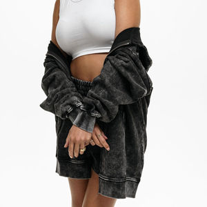 Sweat-shirts et sweats à capuche en coton de luxe de haute qualité, molleton personnalisé, délavage à l'acide, effet délavé au soleil, anti-boulochage, respirant, pour femme - Product Image 4