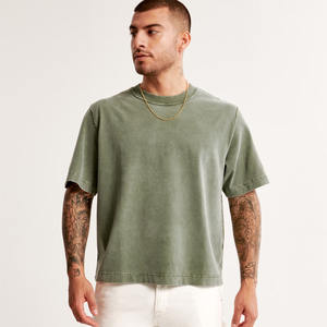 Camiseta de gran tamaño con lavado ácido para hombre con logotipo personalizado Camiseta de alto rendimiento 100% algodón con lavado corto - Product Image 3