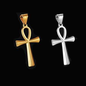 Liontin raja piramida Mesir antik baja tahan karat liontin ratu Mesir salib emas perhiasan jimat peta Afrika untuk pria wanita - Product Image 6