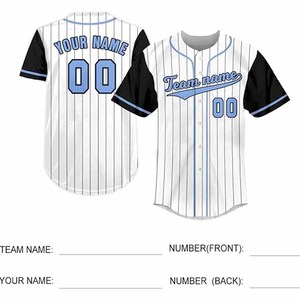 Custom Printed Baseball Jersey Unisex Light Blue Short Sleeve V-Neck Button Front Embroidered Logo Mesh Polyester Breathable - Product Image 3