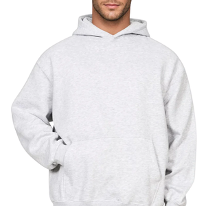 Sudadera con Capucha Gris Claro para Hombre, Sudadera con Capucha de Forro Polar de Algodón, Lisa, Informal, Moda Urbana, Fabricante Mayorista - Product Image 5