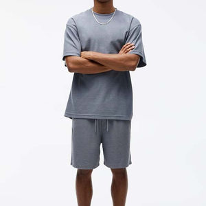 Survêtement décontracté pour hommes, tenues d'été, t-shirts et shorts de course à pied, jogging, ensemble de 2 pièces 100% coton, nouveau style tendance - Product Image 1