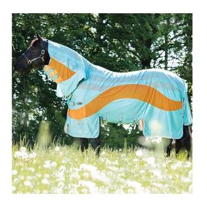 Tapis de couverture de cheval bleu clair avec un matériau en coton durable à surbrillance orange imperméable pour l'été, l'hiver et la protection contre la pluie - Product Image 1