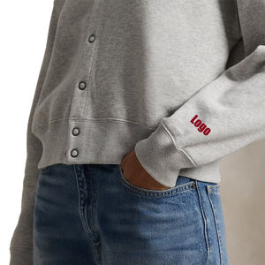 <b>Women's</b> Premium Brushed Cotton Blend <b>Fleece</b> <b>Cardigan</b> with Front Logo Detail Garment Washed Soft & Warm Casual Streetwear - Product Image 5